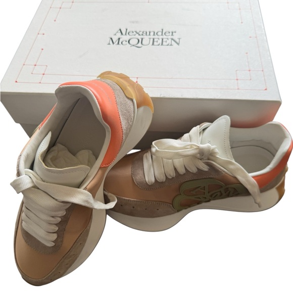 Alexander McQueen Women's Sneakers in Tan and Orange - Picture 1 of 2